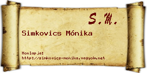 Simkovics Mónika névjegykártya
